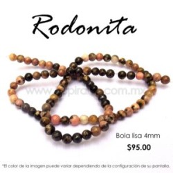 Rodonita, bola lisa 4mm