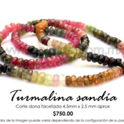 Turmalina sandía, dona facetada 4.5×2.5mm