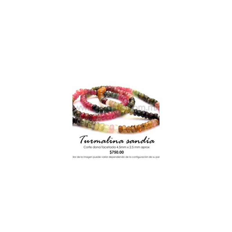 Turmalina sandía, dona facetada 4.5×2.5mm
