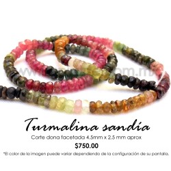 Turmalina sandía, dona facetada 4.5×2.5mm