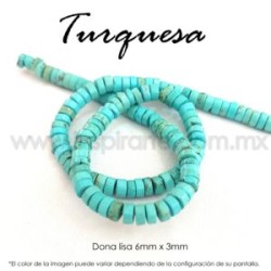 Turquesa dona lisa 6 mm x 3 mm