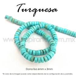 Turquesa dona lisa 6 mm x 3 mm