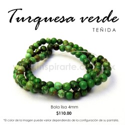 Turquesa Verde bola lisa 4 mm