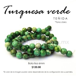 Turquesa Verde bola lisa 6 mm