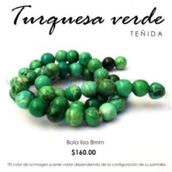 Turquesa Verde bola lisa 8 mm