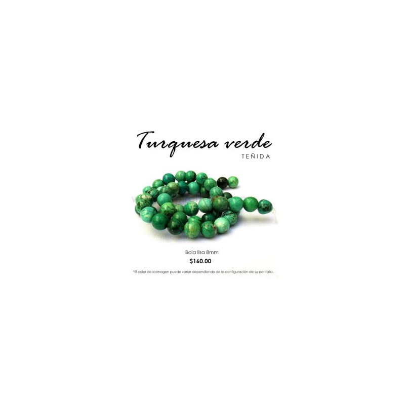 Turquesa Verde bola lisa 8 mm