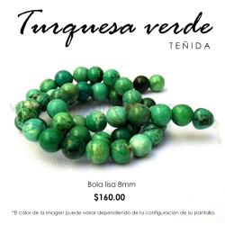 Turquesa Verde bola lisa 8 mm