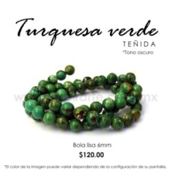 Turquesa Verde oscuro bola lisa 6 mm