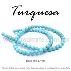 Turquesa, bola lisa 6mm
