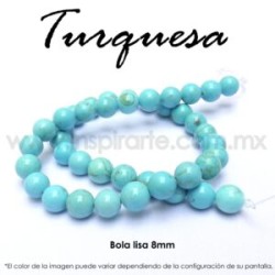 Turquesa, bola lisa 8mm