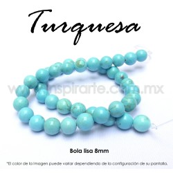 Turquesa, bola lisa 8mm