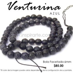 Venturina azul, bola facetada 6mm