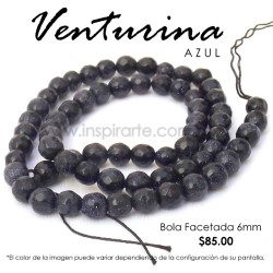 Venturina azul, bola facetada 6mm