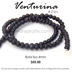 Venturina azul, bola lisa 4mm