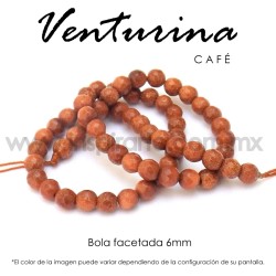 Venturina café, bola facetada 6mm