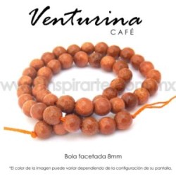 Venturina café, bola facetada 8mm