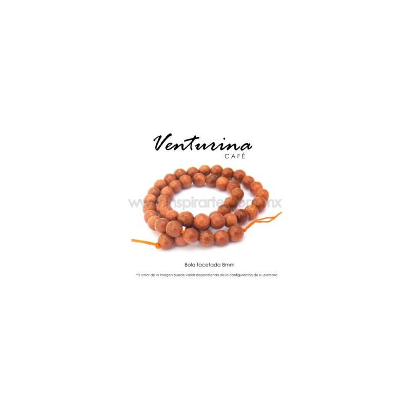Venturina café, bola facetada 8mm